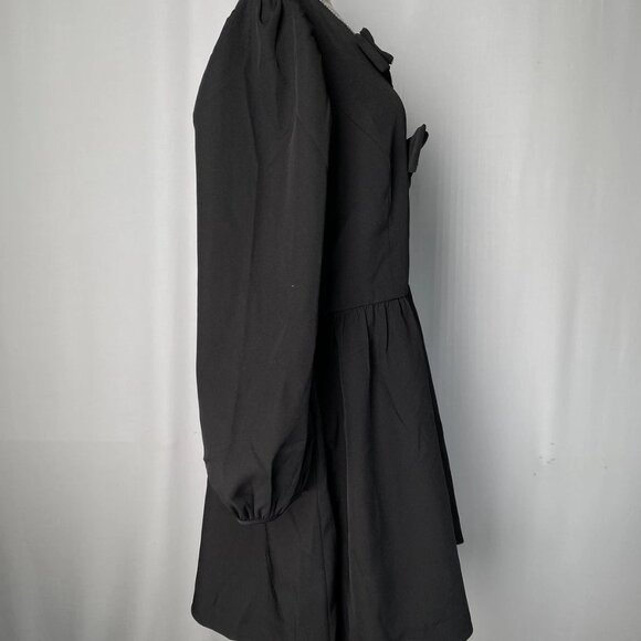 NEW HYACINTH HOUSE Blair Mini Dress Black Size XL Embellished Bow Long Sleeve - Picture 7 of 11